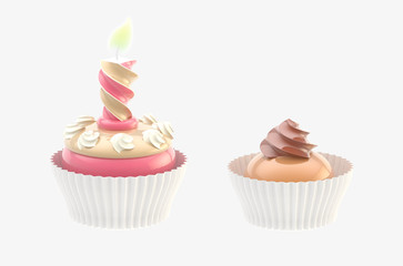 Two glossy cakes isolated