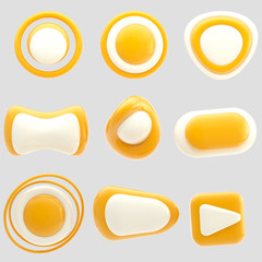 Nine glossy orange and white buttons isolated