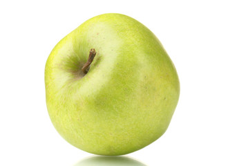 ripe green apple isolated on white