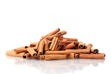 Cinnamon sticks isolated on white