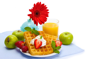 light breakfast isolated on white