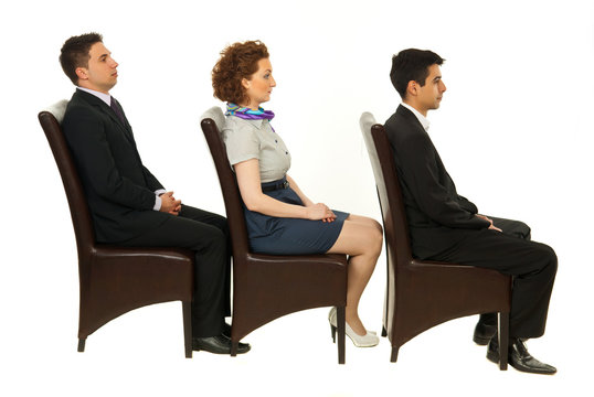Line of business people on chairs