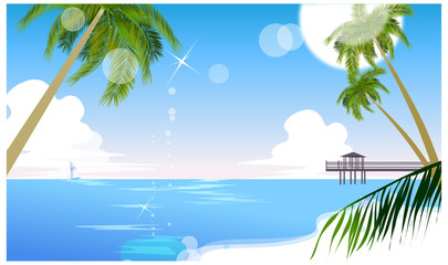 Idyllic beach with palm tree