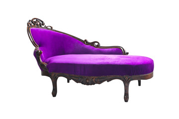 luxury purple sofa isolated with clipping path