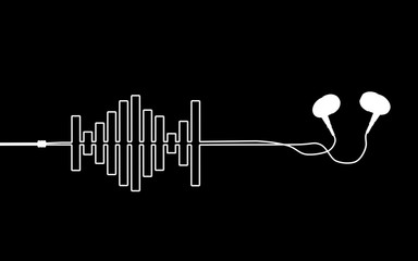 in-ear headphones with wires looking like sound equalizer