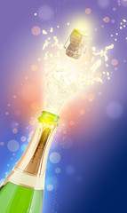 Champagne explosion.Celebrating concept