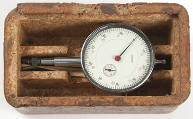 Small old mechanical curvimeter in a box