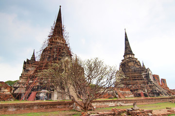 Fototapeta premium Pagoda at Wat Phra Sri Sanphet Temple, Ayutthaya, Thailand