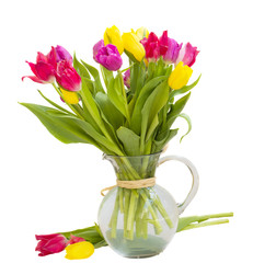 multicolored tulips bouquet