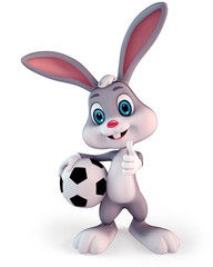 Fototapeta na wymiar Cute easter bunny carrying a football