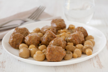 meatballs with mushrooms on the plate