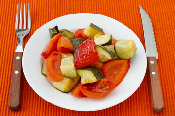 grilled vegetables on the plate