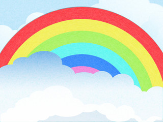 recycle paper cloud and rainbow background