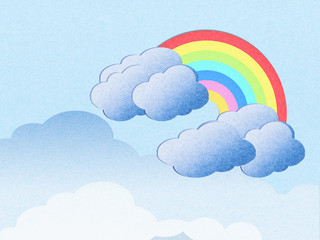 recycle paper cloud and rainbow background