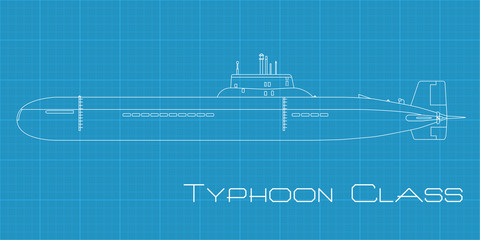 Detailed vector of a submarine from Typhoon class