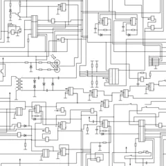 Foto op Plexiglas vector seamless electrical circuit diagram pattern © germina