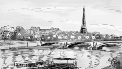 Foto op Canvas Parijs straat - illustratie © ZoomTeam