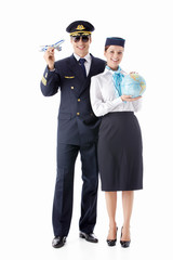 The pilot and stewardess