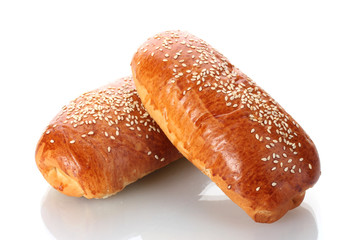 Two roll bread isolated on white