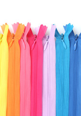 Multicolored zipper closeup