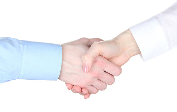 Business handshake isolated on white