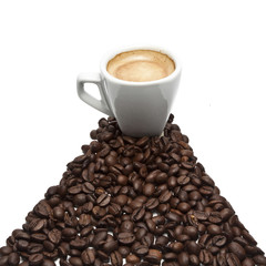 Coffee cup and coffee beans