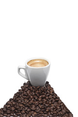 Coffee cup and coffee beans