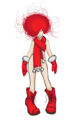 SKETCH. fashion girl. Hand-drawn fashion model