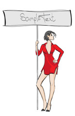 SKETCH. fashion girl. Hand-drawn fashion model