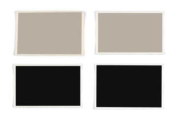 Set of four old, blank picture on white background