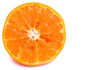 Image of sliced juicy orange isolated on white background