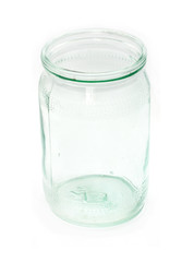 glass tare for products on white background