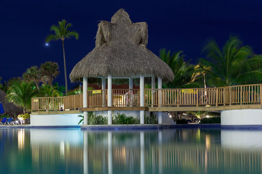 Night view in a tropical resort