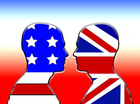 American And UK Flag Heads