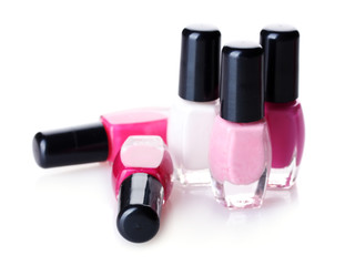 Obraz premium Group of nail polishes isolated on white