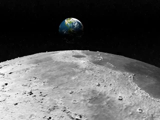 Fotobehang Blick vom Mond auf die Erde © Juan Gärtner