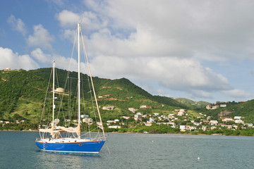 Sailboat anchored in Virgin Islands