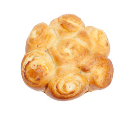 Cinnamon Sticky Bun Isolated on a White Background