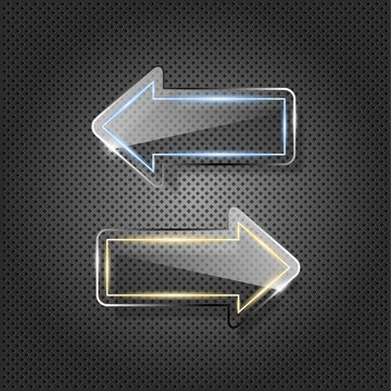 Futuristic glass arrows on metal background