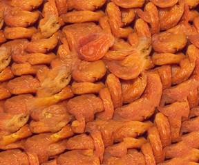 Dried apricots in the background