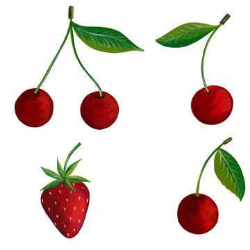 Artwork. Cherry and strawberry