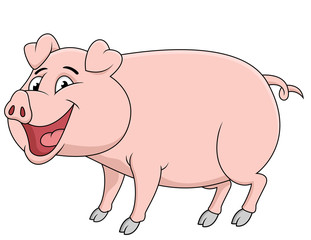 Smiling pig cartoon