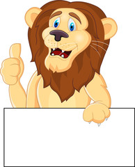 Lion cartoon with blank sign