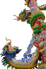 Fototapeta premium Two dragons fighting on a pole (Isolation)