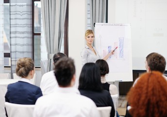 business woman giving presentation