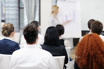business woman giving presentation