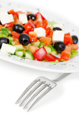 greek salad isolated on white background
