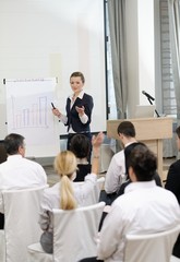 business woman giving presentation