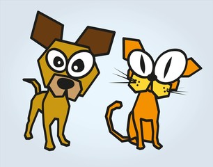 cat and dog abstract