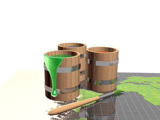 Paint barrels and map
